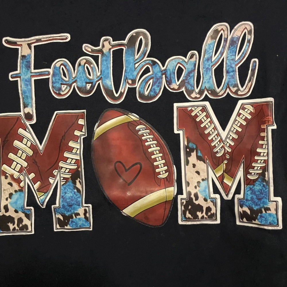 Daily Thread Womens Football Mom Graphic Tee Navy Blue V-Neck Shirt‎ XS NEW